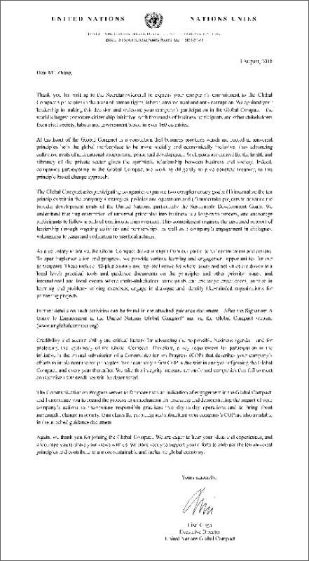 欧宝网页版登录界面加入联合国全球契约组织 助推新旧动能转换可持续发展